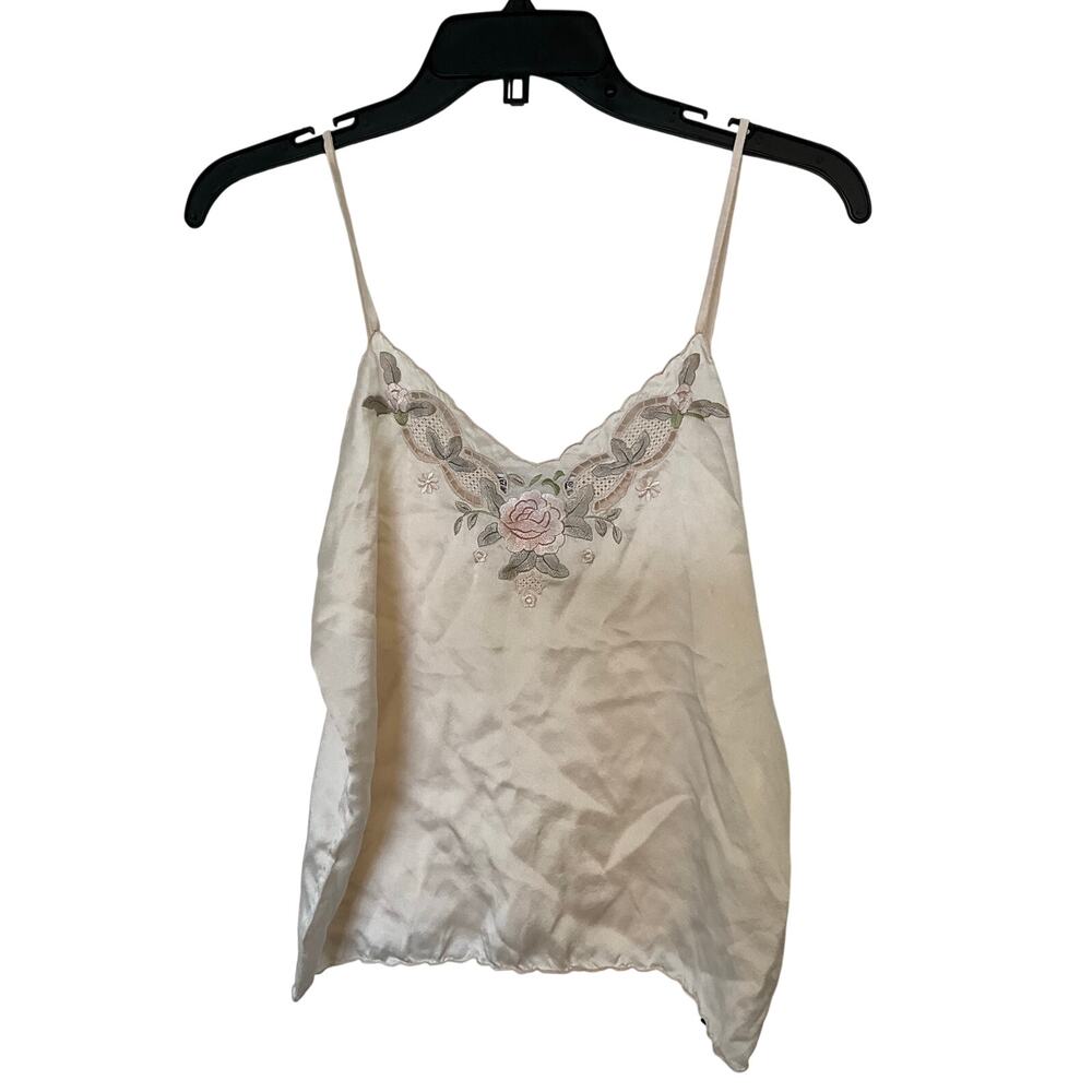 Silk Brand Womens Full Silk Hand Embroidered Intimate Slip TanK